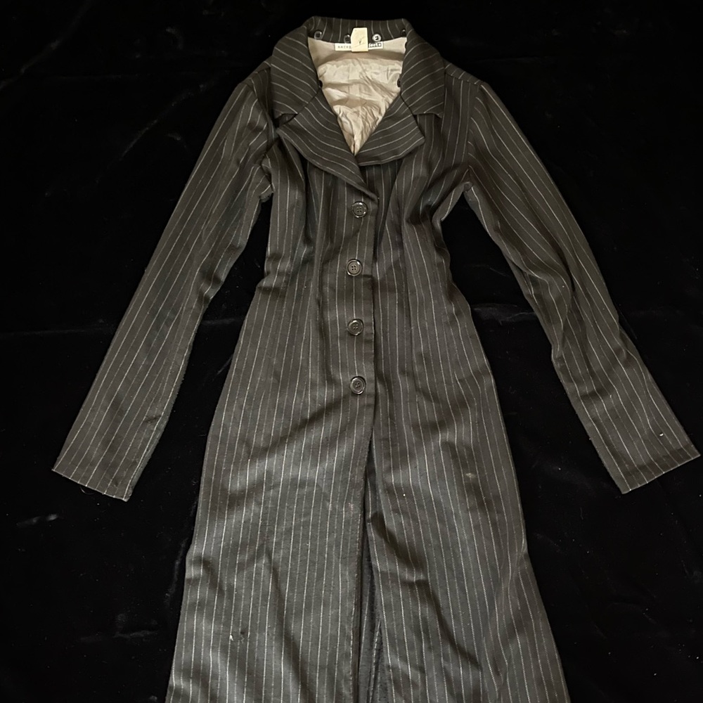 pinstripe long coat